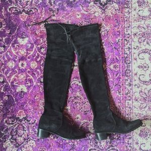 Stuart Weitzman OTK Lowland Boots in Black Suede
